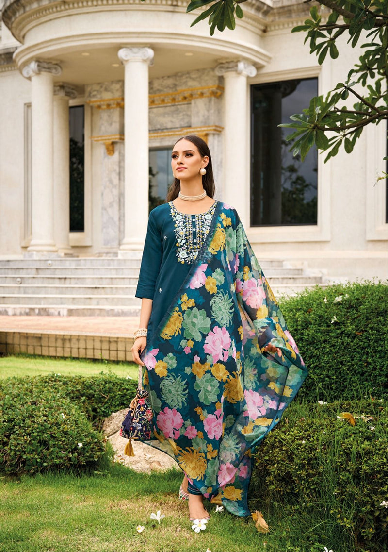 Kailee Fashion Mehboob Viscose With Mirror Work Designer Kurti With Pant