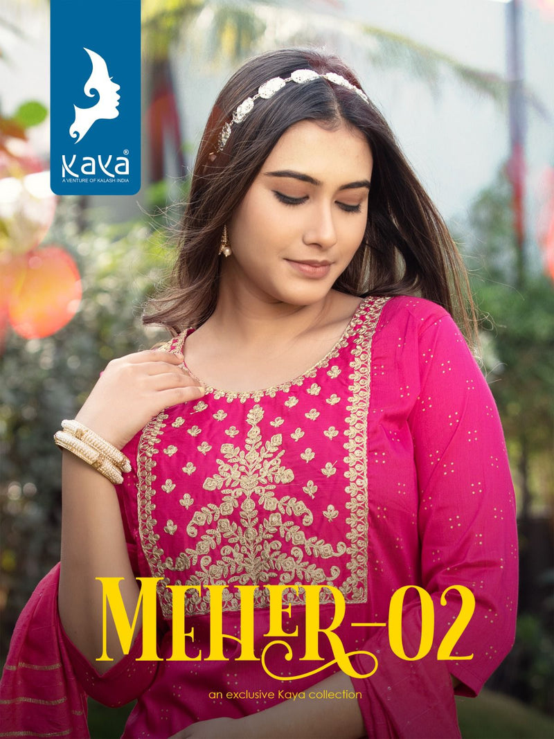 Kaya Meher Vol 2 Silk Fabric Fancy Designer Kurti With Bottom & Dupatta