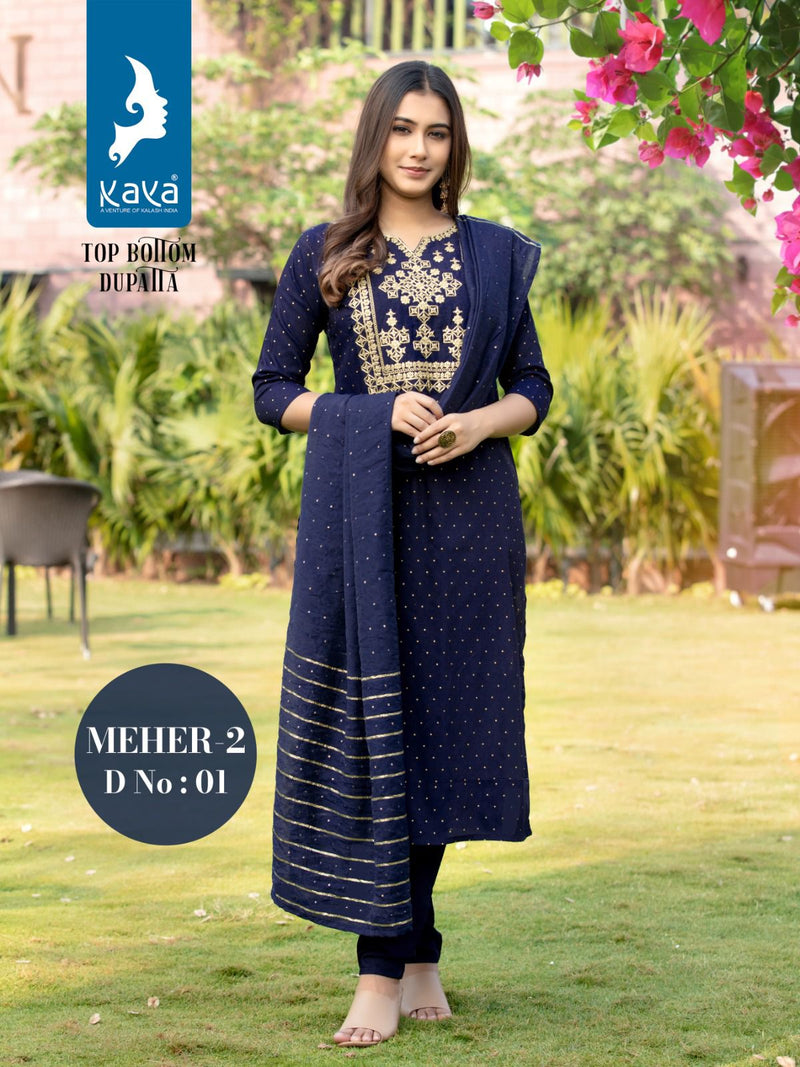 Kaya Meher Vol 2 Silk Fabric Fancy Designer Kurti With Bottom & Dupatta