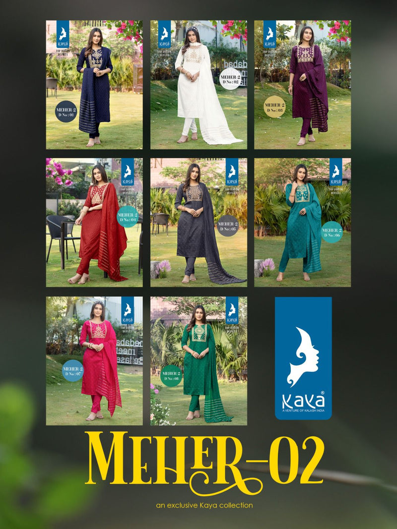 Kaya Meher Vol 2 Silk Fabric Fancy Designer Kurti With Bottom & Dupatta