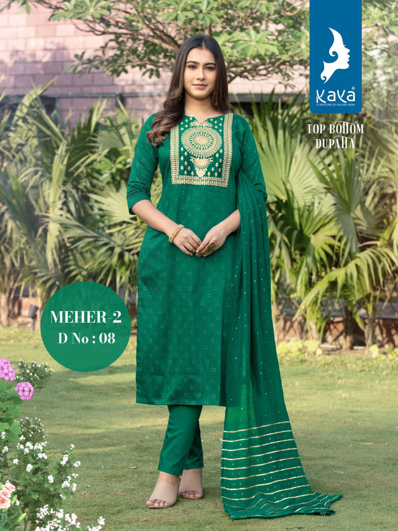 Kaya Meher Vol 2 Silk Fabric Fancy Designer Kurti With Bottom & Dupatta