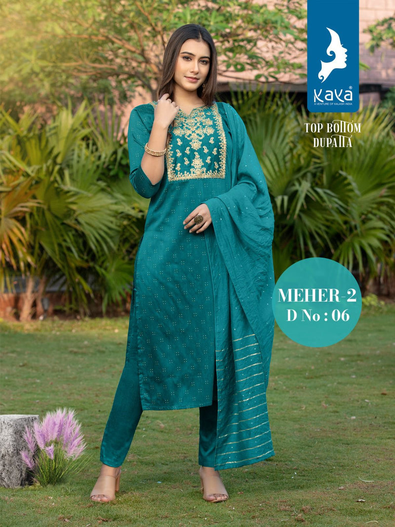 Kaya Meher Vol 2 Silk Fabric Fancy Designer Kurti With Bottom & Dupatta
