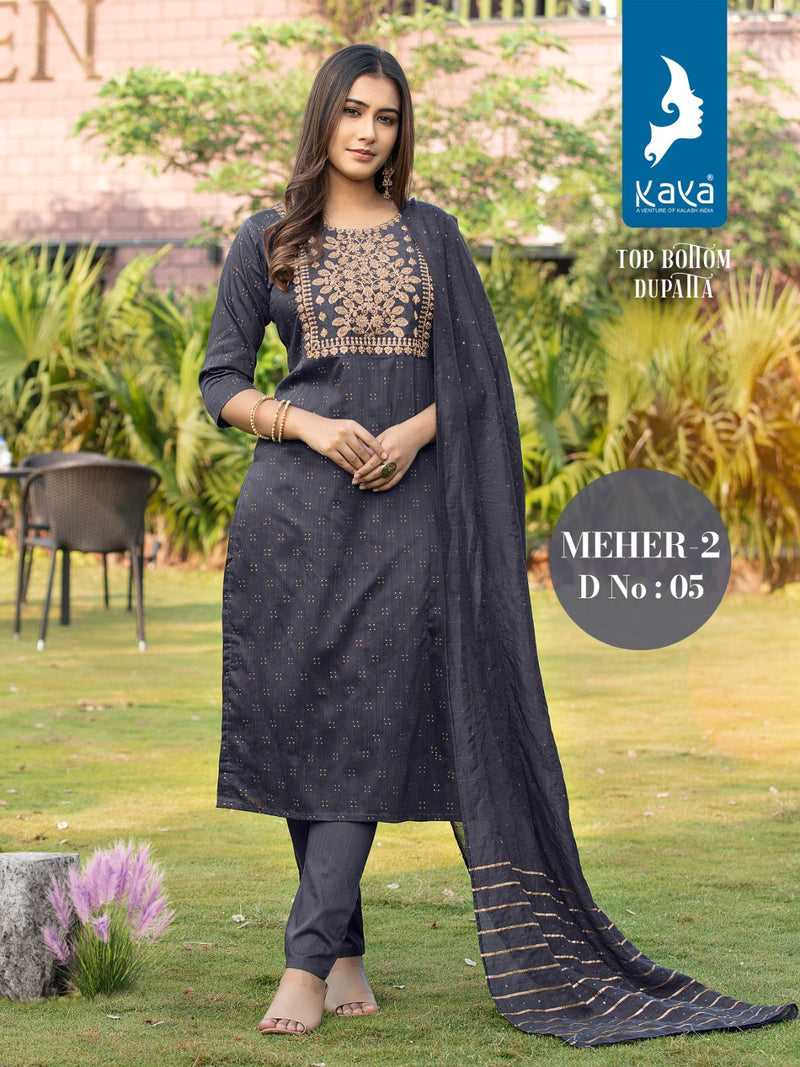 Kaya Meher Vol 2 Silk Fabric Fancy Designer Kurti With Bottom & Dupatta