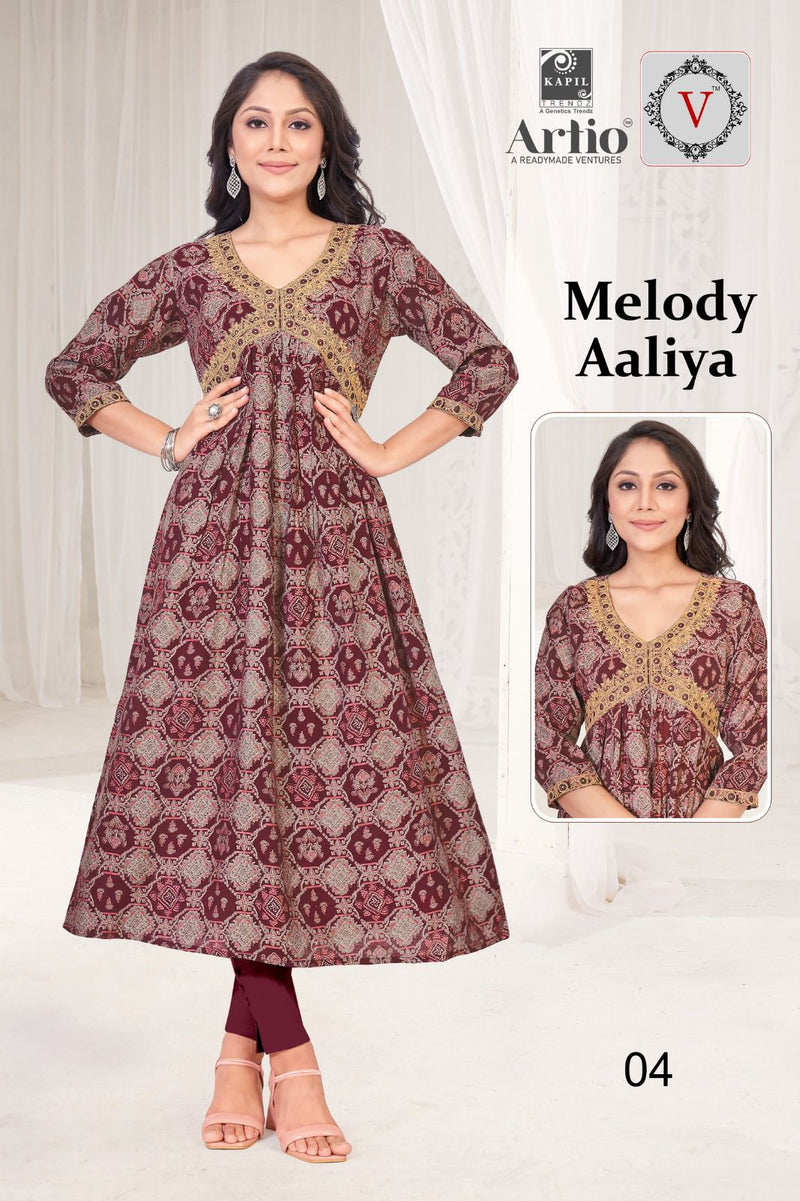 Kapil Trendz Melody Aaliya Modal Foil Printed Fabrics Fancy Aaliya Pattern Kurtis