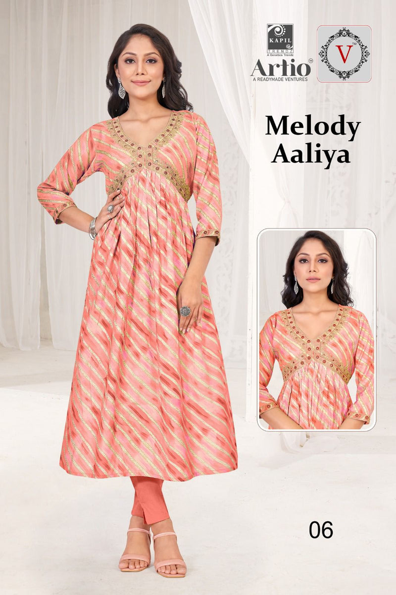 Kapil Trendz Melody Aaliya Modal Foil Printed Fabrics Fancy Aaliya Pattern Kurtis