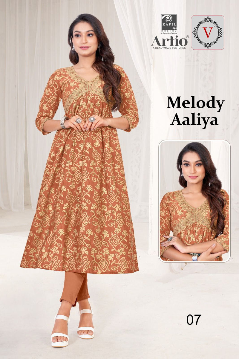Kapil Trendz Melody Aaliya Modal Foil Printed Fabrics Fancy Aaliya Pattern Kurtis