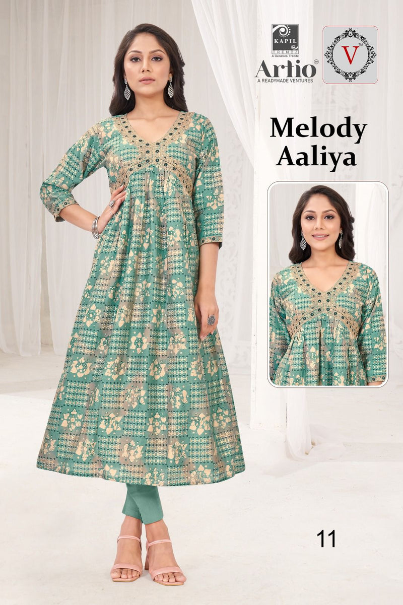 Kapil Trendz Melody Aaliya Modal Foil Printed Fabrics Fancy Aaliya Pattern Kurtis
