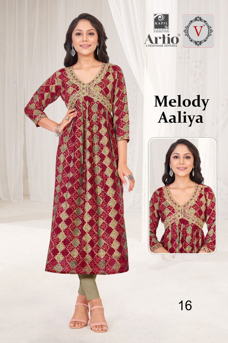Kapil Trendz Melody Aaliya Modal Foil Printed Fabrics Fancy Aaliya Pattern Kurtis