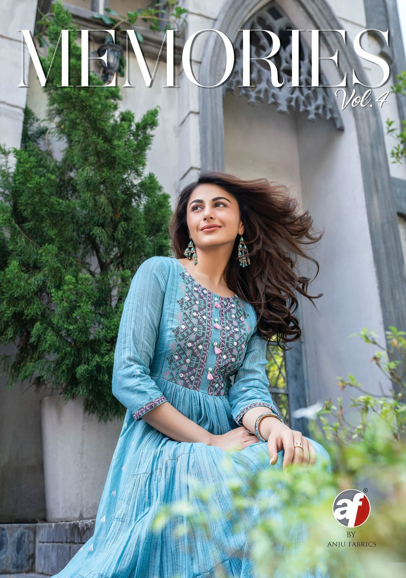 Anju Fabrics Memories Vol 4 Cotton Beautiful Embroidery Designer Gowns