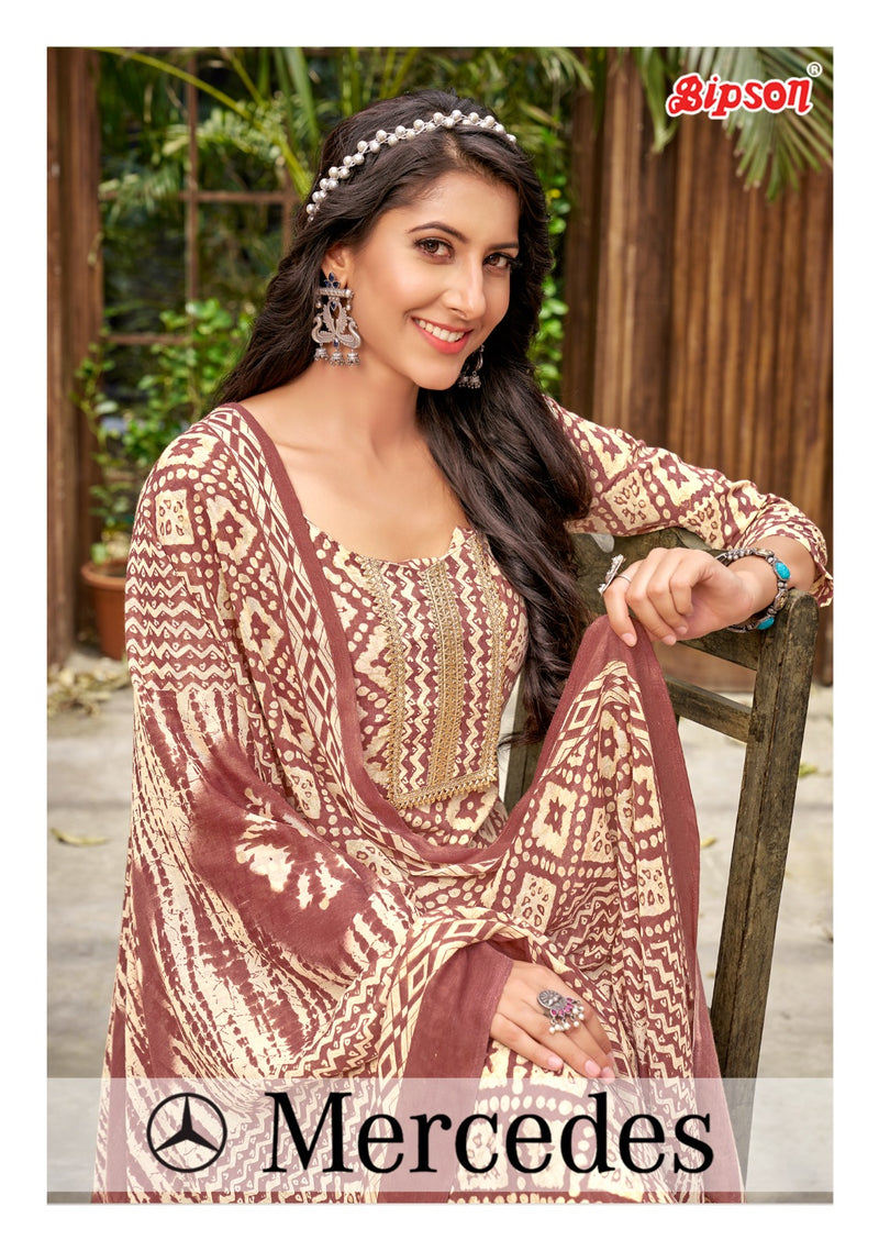 Bipson Fashion Mercedes 2138 Cotton Foil Prints With Hand Work Suits