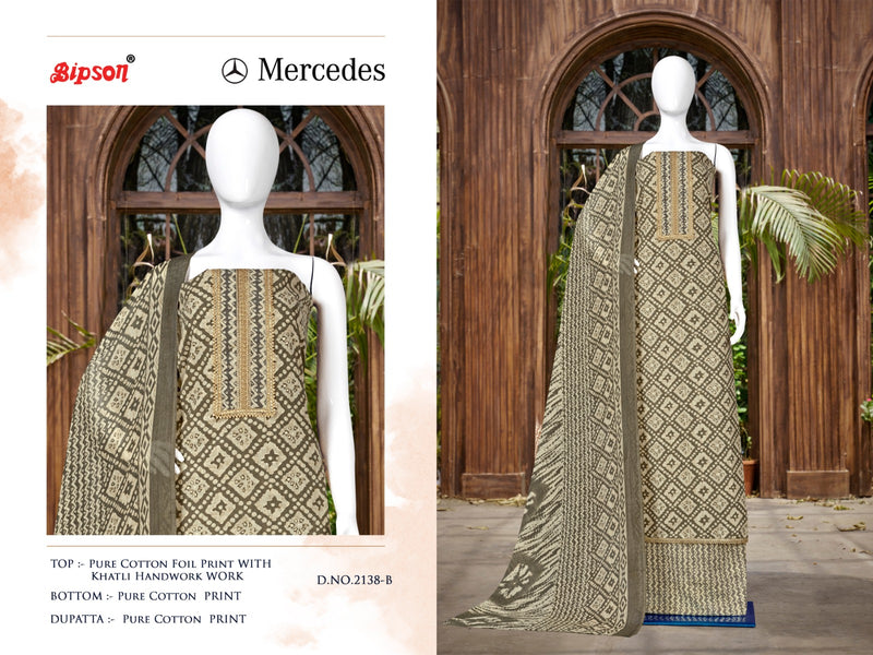 Bipson Fashion Mercedes 2138 Cotton Foil Prints With Hand Work Suits