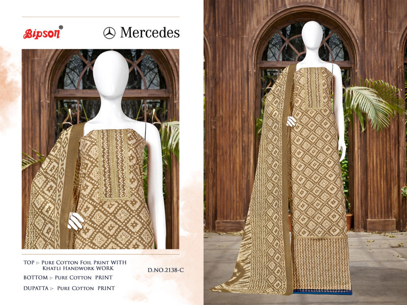 Bipson Fashion Mercedes 2138 Cotton Foil Prints With Hand Work Suits