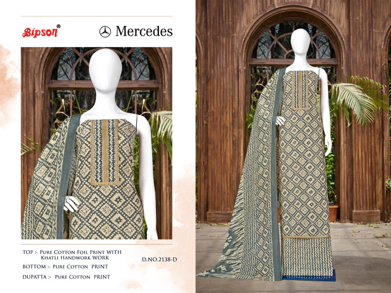 Bipson Fashion Mercedes 2138 Cotton Foil Prints With Hand Work Suits
