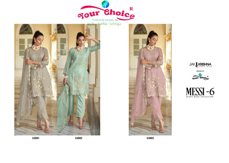Your Choice Messi Vol 6 Organza Heavy Elegant Designer Ready Made Salwar Suits