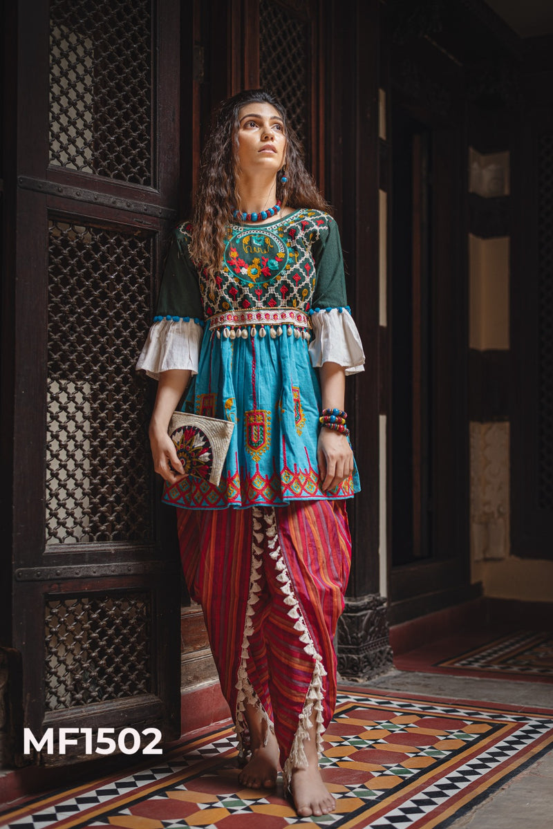 Mesmora Kath Putli Khadi Embroidery Top Tulip Navratri Kurti Collection