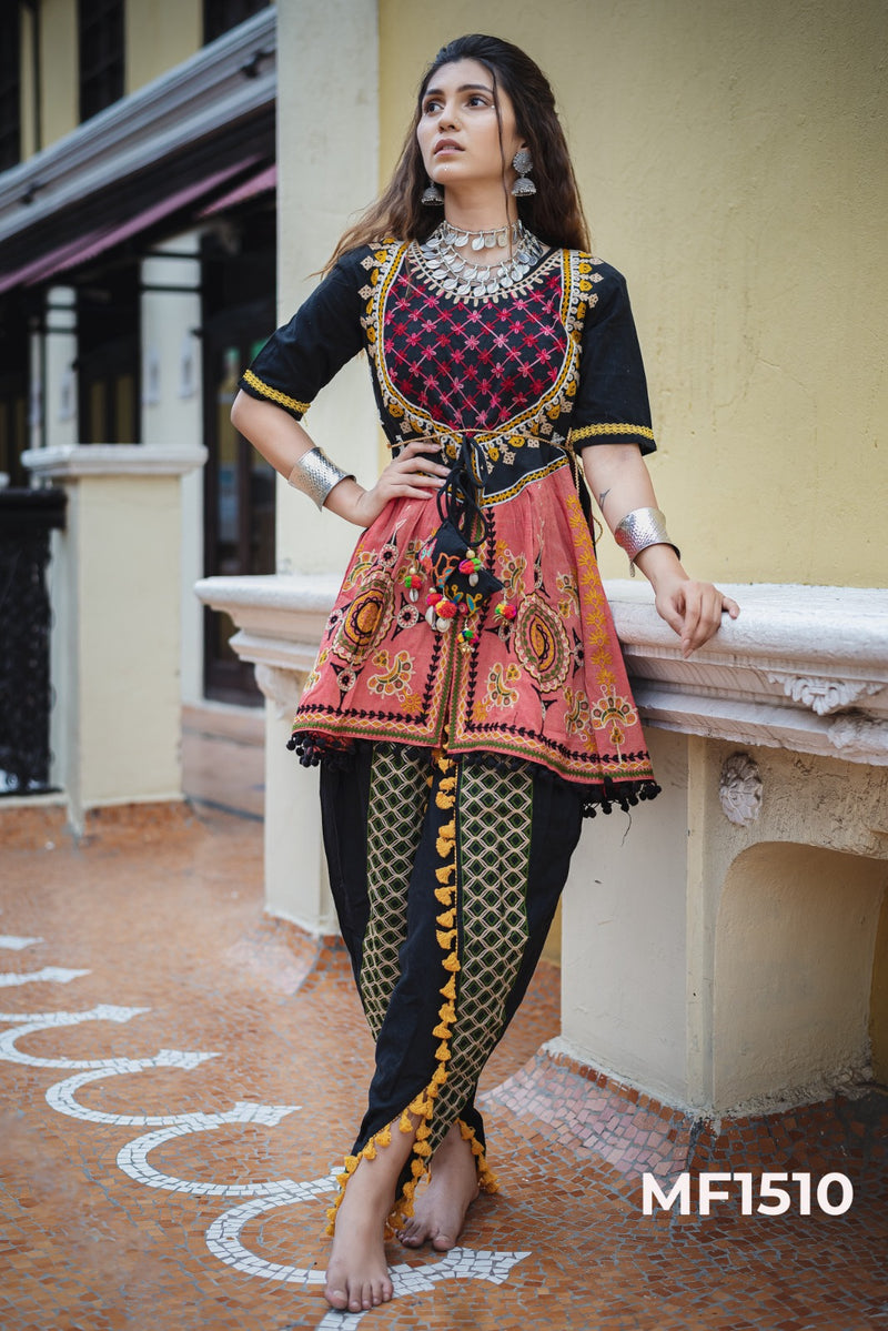 Mesmora Kath Putli Khadi Embroidery Top Tulip Navratri Kurti Collection