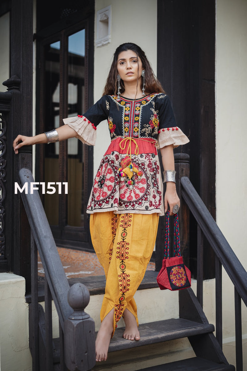 Mesmora Kath Putli Khadi Embroidery Top Tulip Navratri Kurti Collection