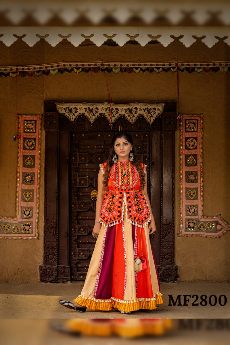 Mesmora Kath Putli Vol 2 Cotton Heavy Embroidery Fancy Kurti With Skirt Navratri Collection