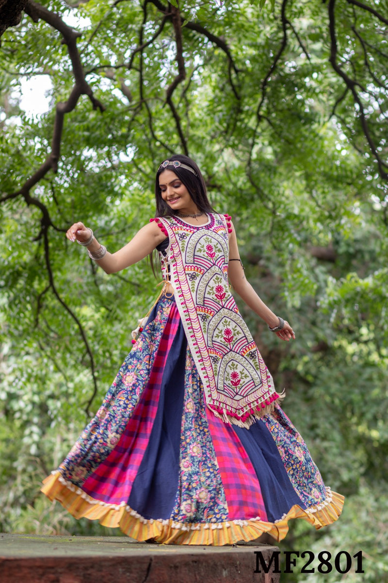 Mesmora Kath Putli Vol 2 Cotton Heavy Embroidery Fancy Kurti With Skirt Navratri Collection