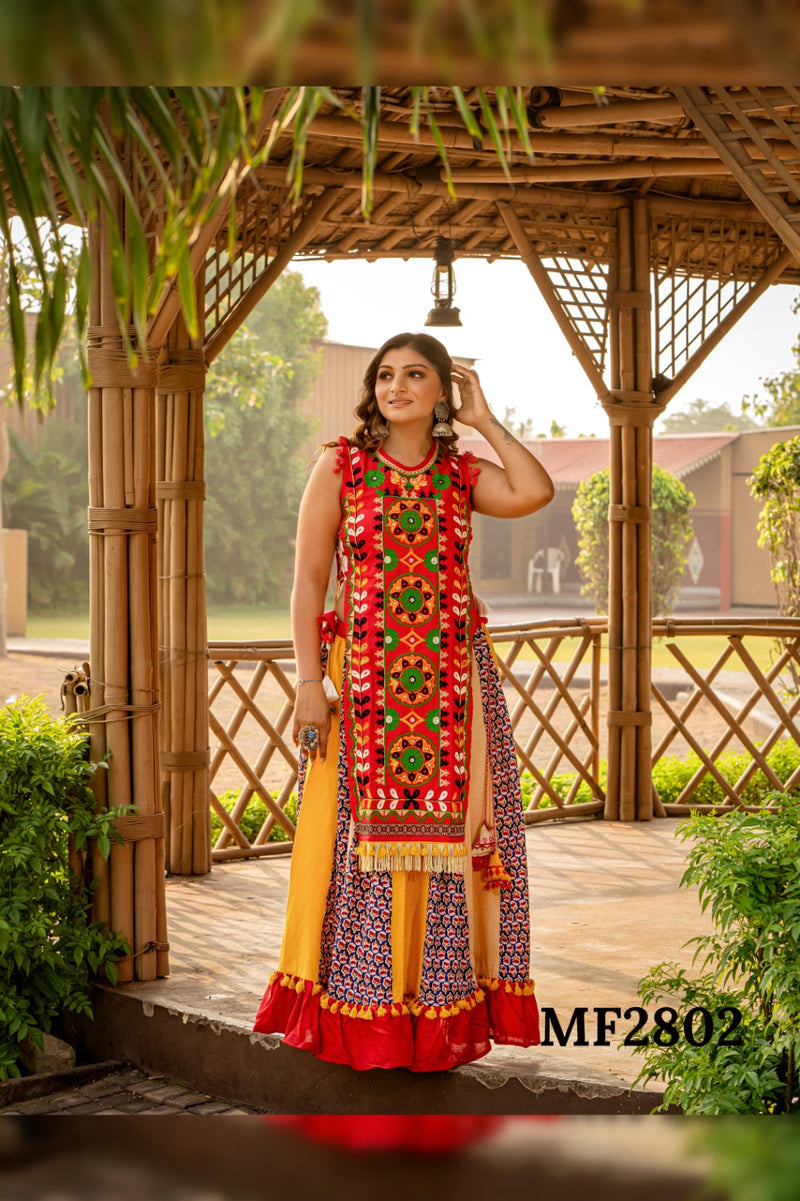 Mesmora Kath Putli Vol 2 Cotton Heavy Embroidery Fancy Kurti With Skirt Navratri Collection