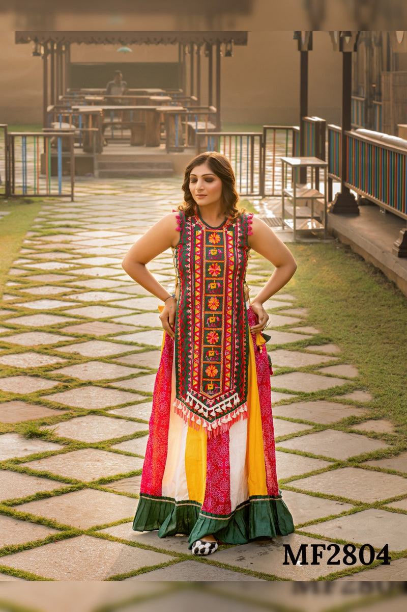 Mesmora Kath Putli Vol 2 Cotton Heavy Embroidery Fancy Kurti With Skirt Navratri Collection