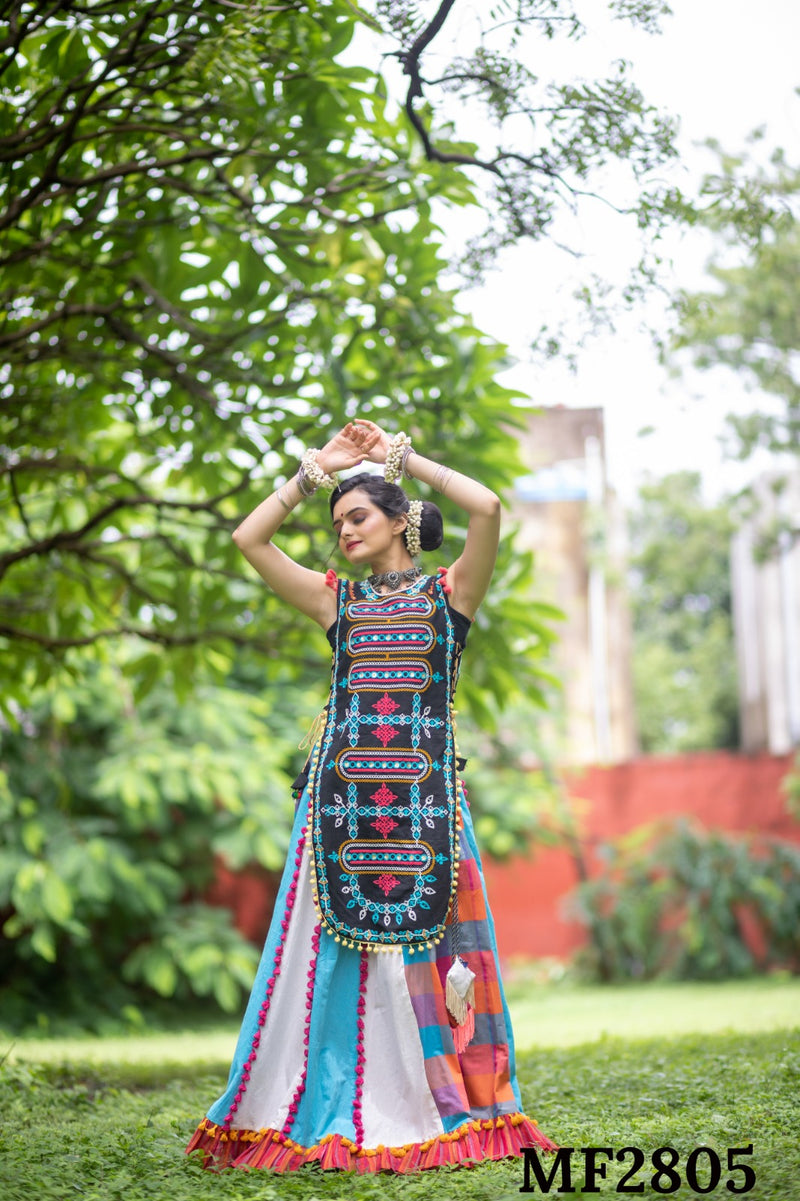 Mesmora Kath Putli Vol 2 Cotton Heavy Embroidery Fancy Kurti With Skirt Navratri Collection