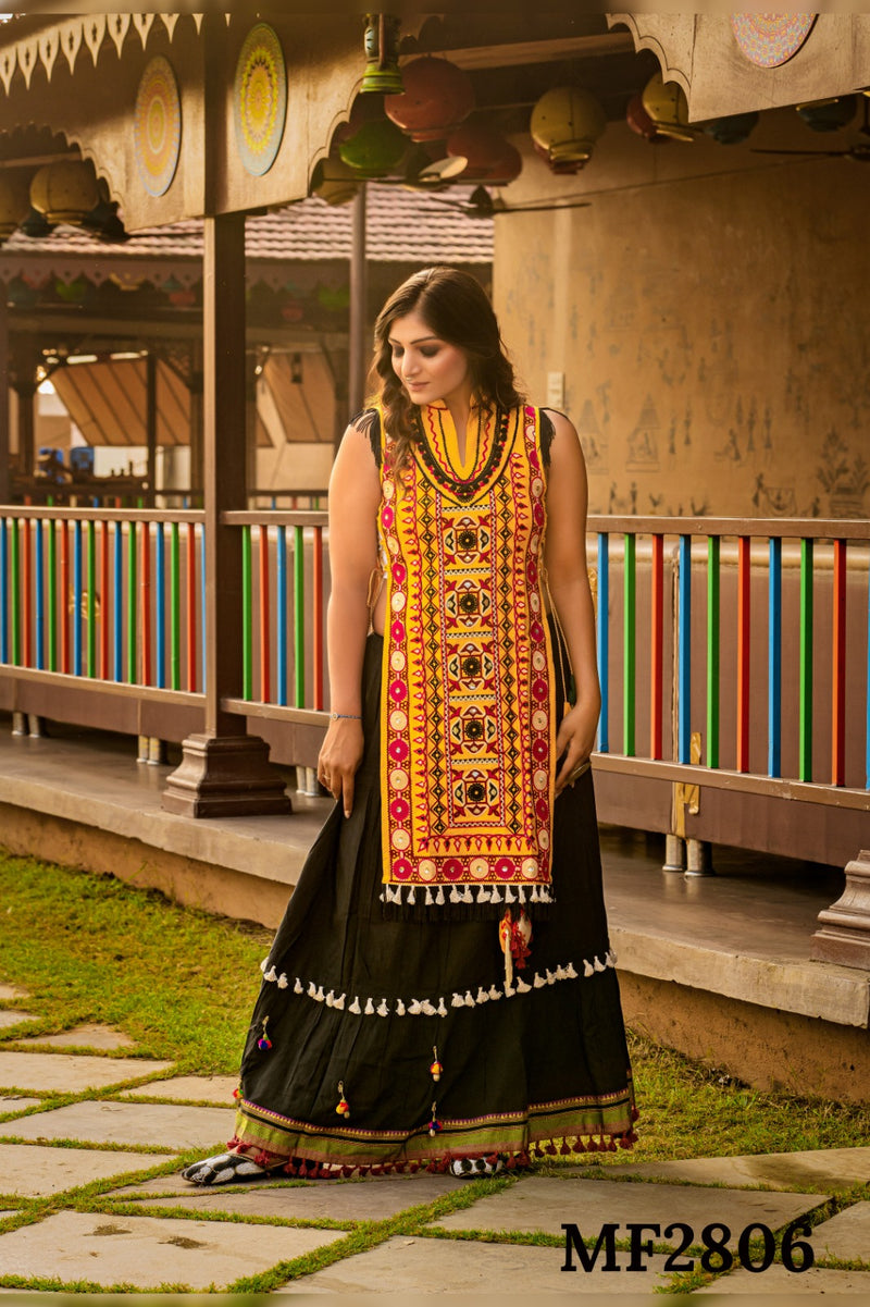 Mesmora Kath Putli Vol 2 Cotton Heavy Embroidery Fancy Kurti With Skirt Navratri Collection