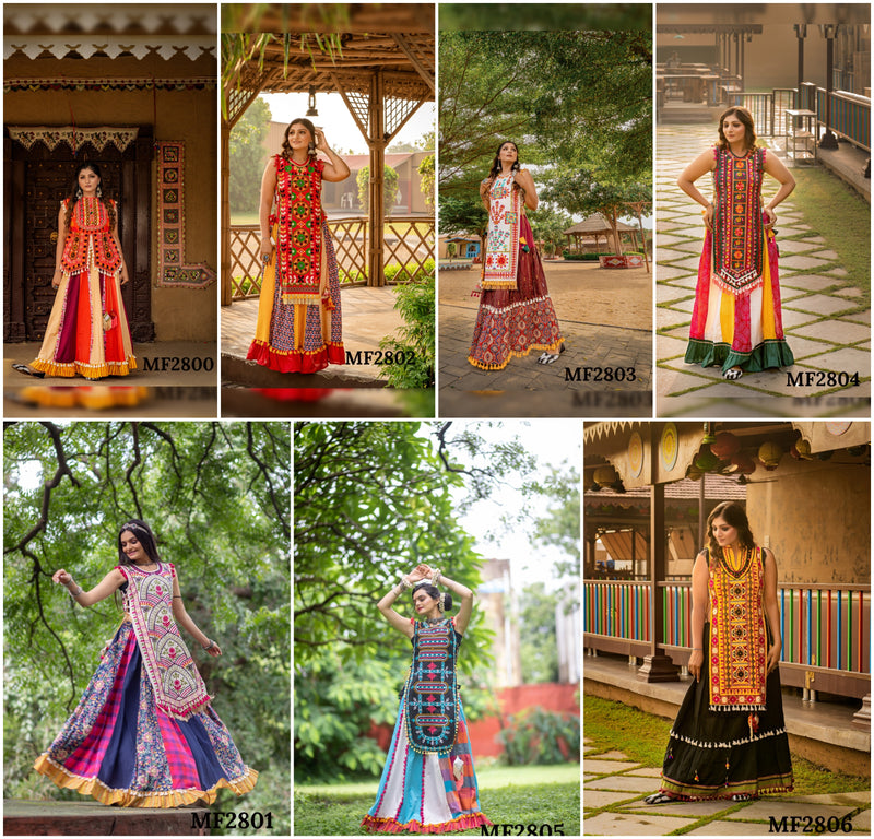 Mesmora Kath Putli Vol 2 Cotton Heavy Embroidery Fancy Kurti With Skirt Navratri Collection
