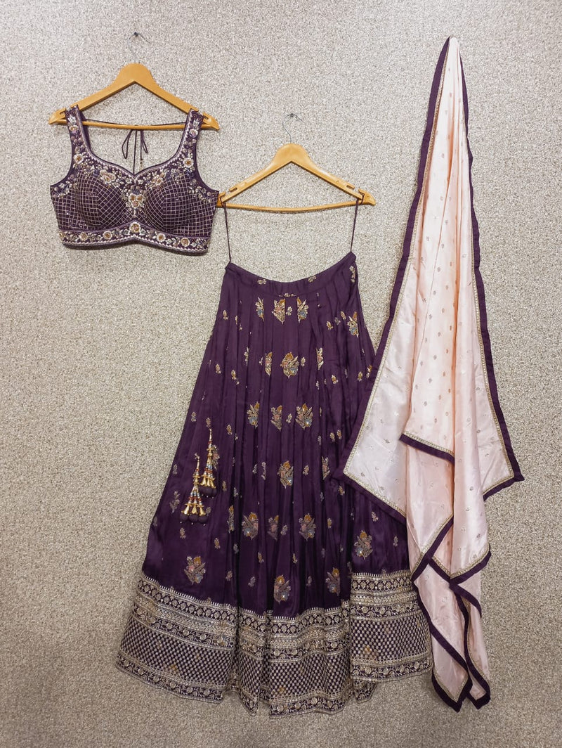 Mf D No 1170 Jacquard With Embroidery Work Heavy Lehnga Choli Collection