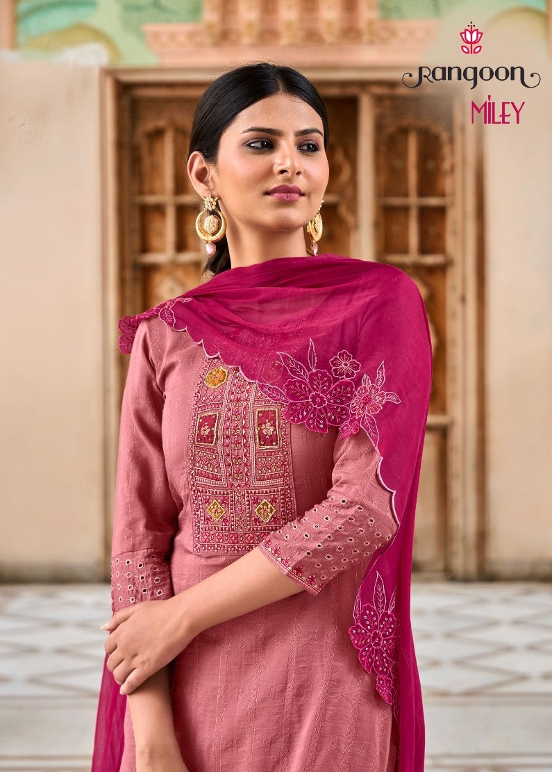Rangoon Milky Viscose Fancy Embroidery Work and Aplic With Khatli Handwork Kurtis Collection