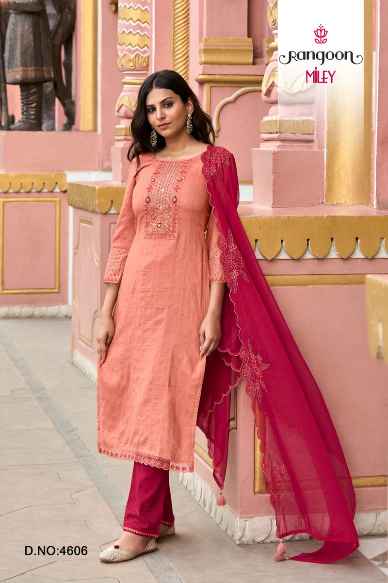 Rangoon Milky Viscose Fancy Embroidery Work and Aplic With Khatli Handwork Kurtis Collection
