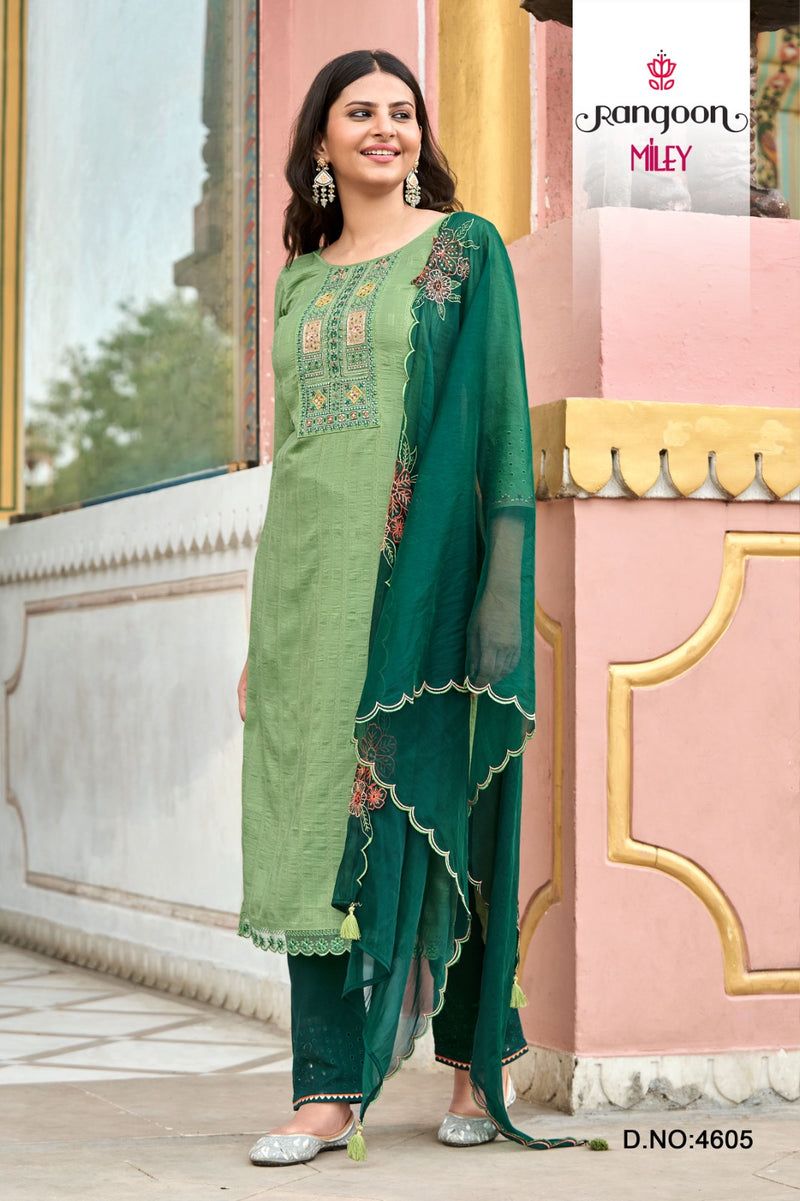 Rangoon Milky Viscose Fancy Embroidery Work and Aplic With Khatli Handwork Kurtis Collection