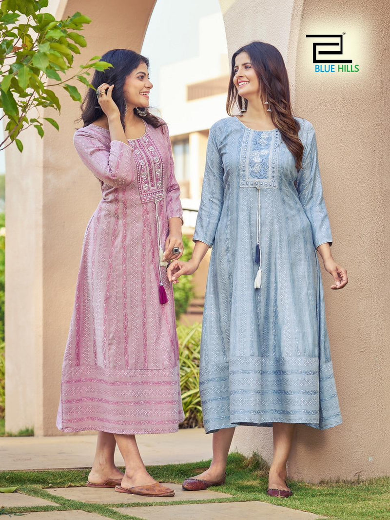 Blue Hills Milky Bar Vol 3 Rayon With Embroidery Work Long Gown Collection