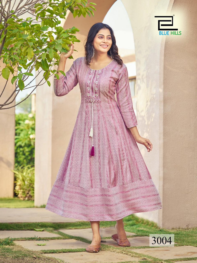 Blue Hills Milky Bar Vol 3 Rayon With Embroidery Work Long Gown Collection