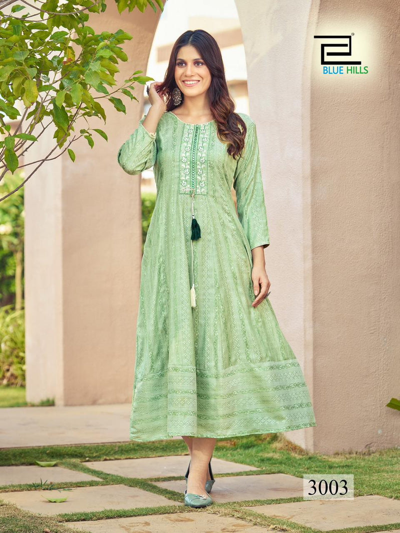 Blue Hills Milky Bar Vol 3 Rayon With Embroidery Work Long Gown Collection