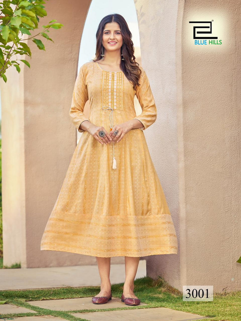 Blue Hills Milky Bar Vol 3 Rayon With Embroidery Work Long Gown Collection