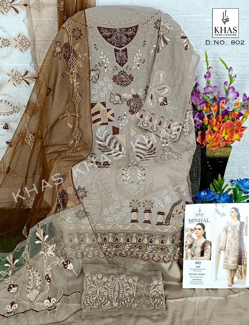 Khas Fashion Minhal Georgette With Embroidery Designer Suit Collection