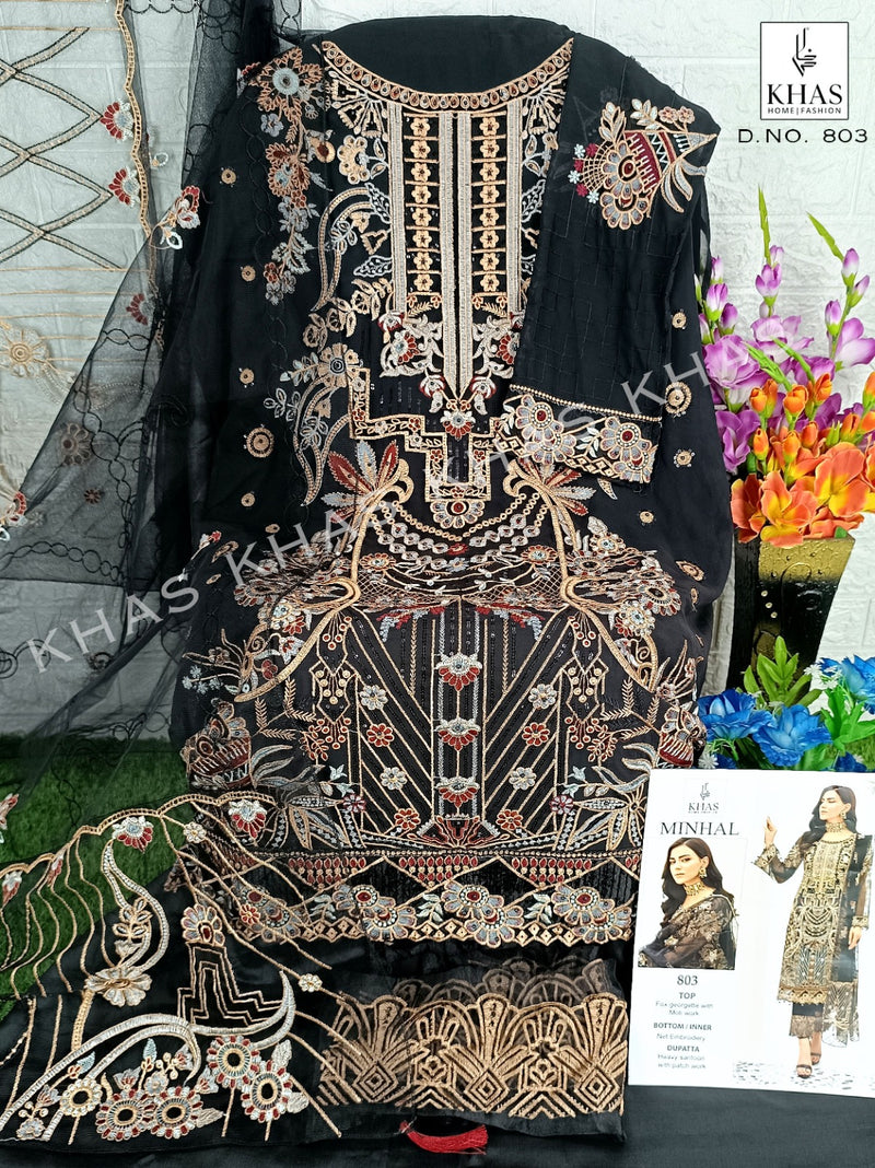 Khas Fashion Minhal Georgette With Embroidery Designer Suit Collection