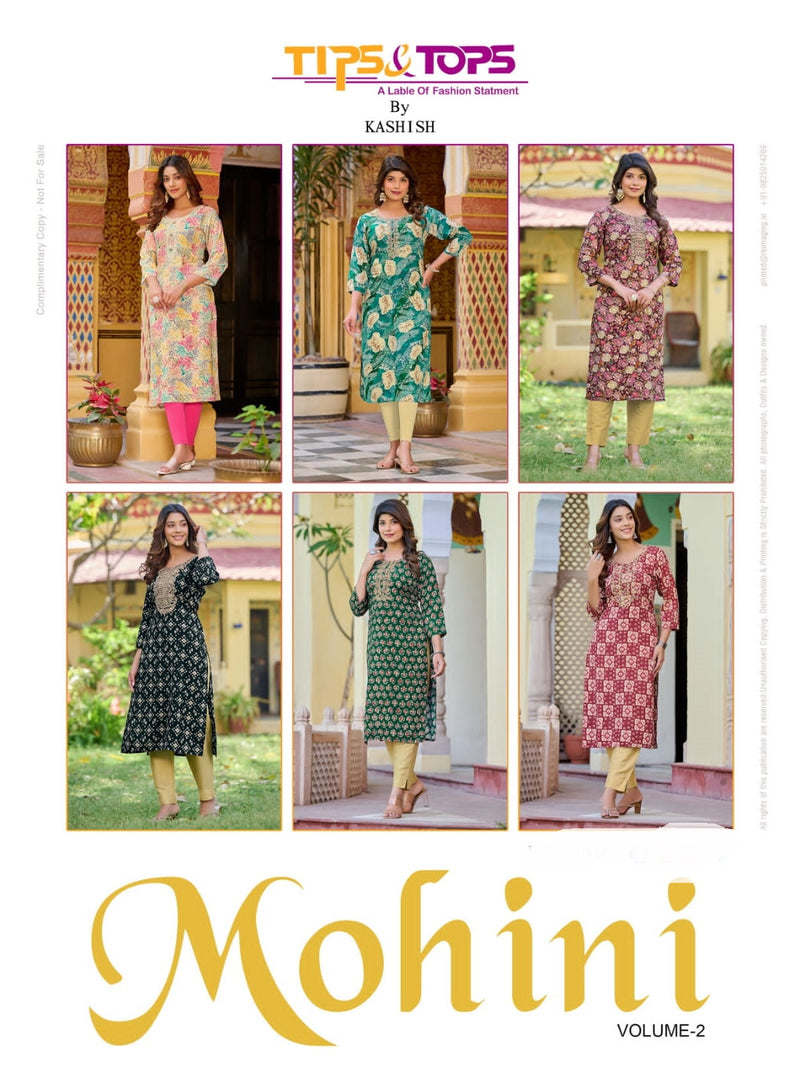 Tip & Tops Mohini Vol 2 Rayon Foil Print Fancy Wear Kurtis