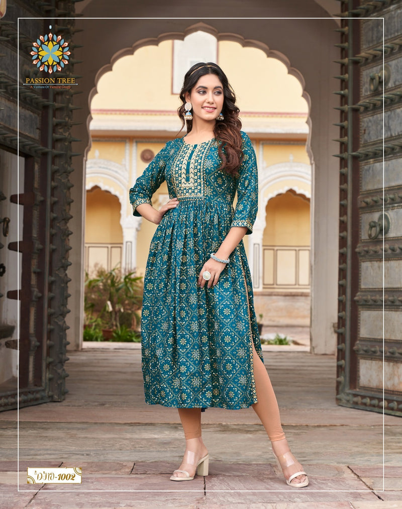 Passion Tree Monza Vol 1 Rayon Sequence Embroidery Designer Fancy Naira Style Kurtis