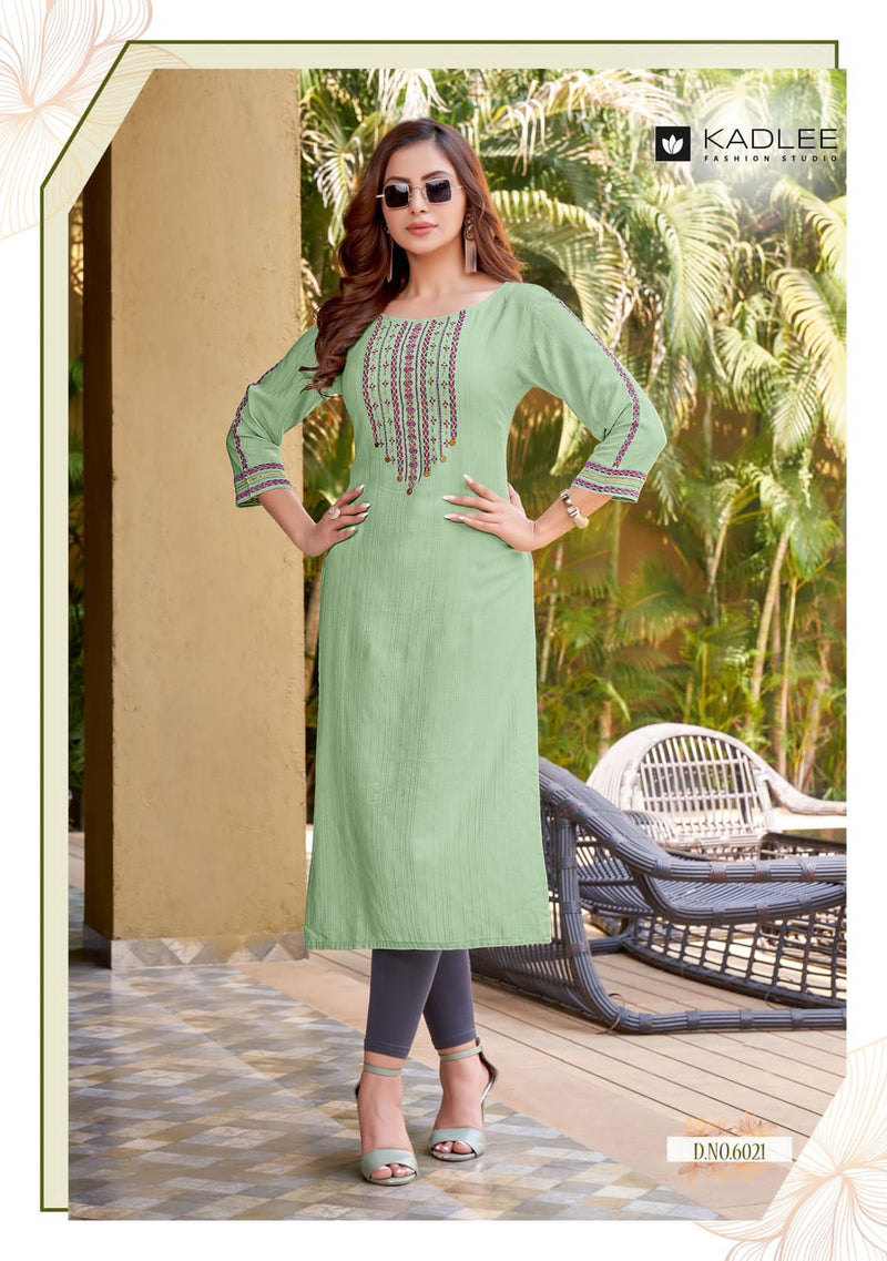 Kadlee Fashion Moonlight Vol 4 Rayon Weaving Handwork Embroidery Casual Wear Kurti