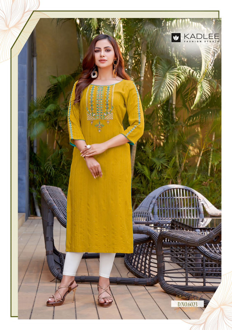 Kadlee Fashion Moonlight Vol 4 Rayon Weaving Handwork Embroidery Casual Wear Kurti