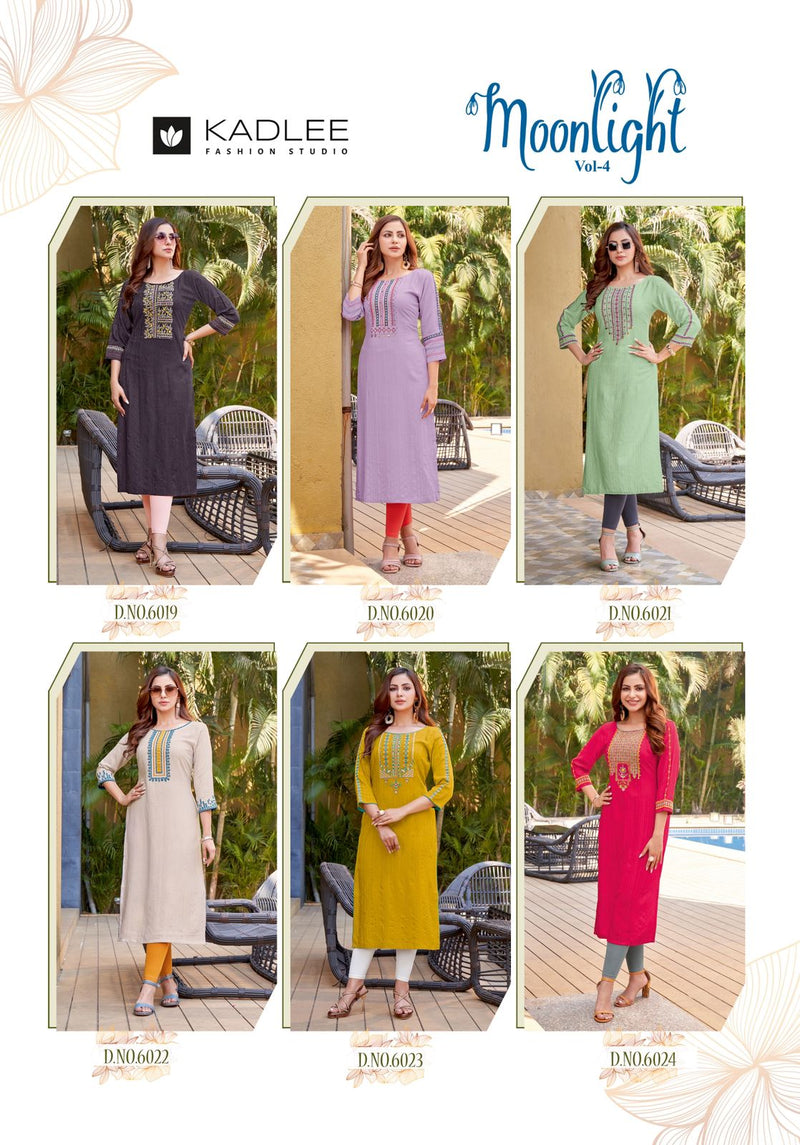 Kadlee Fashion Moonlight Vol 4 Rayon Weaving Handwork Embroidery Casual Wear Kurti