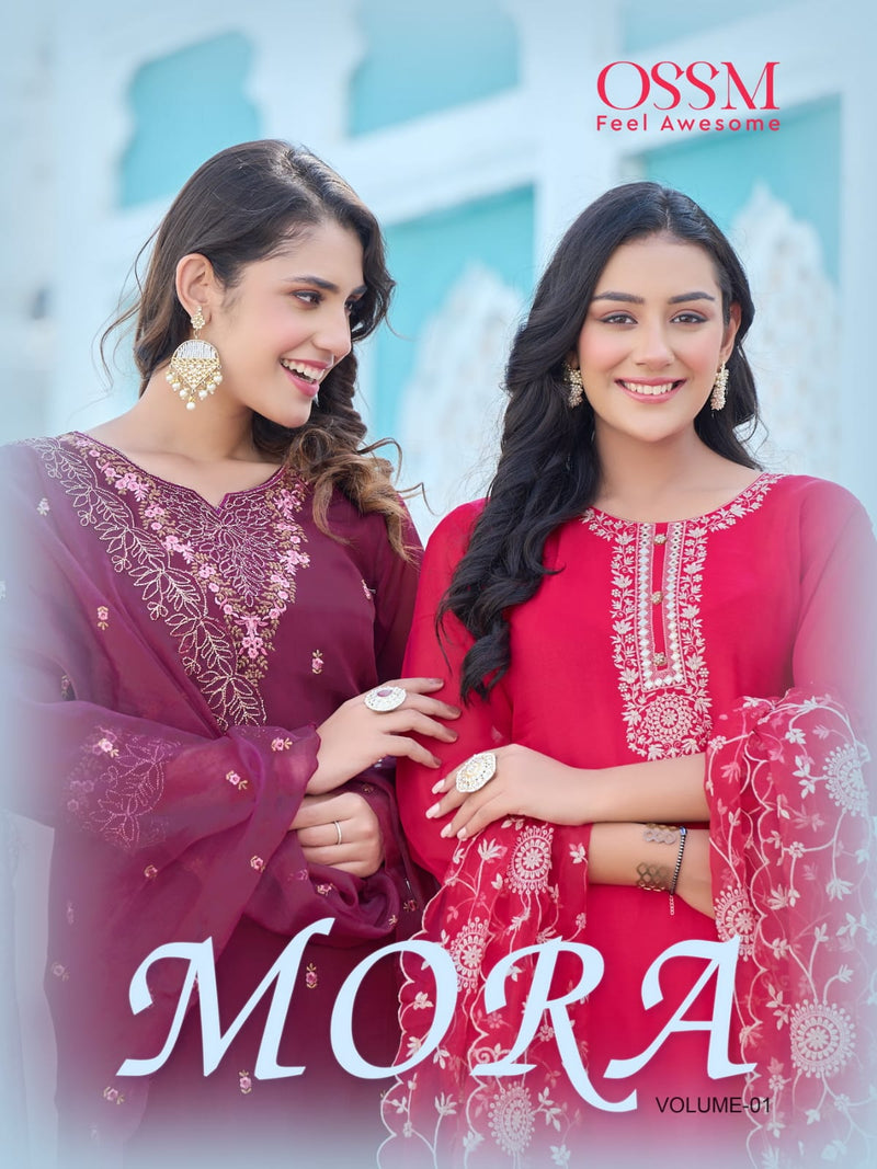 Ossm Mora Viscose Embroidery Designer Kurti With Bottom Collection