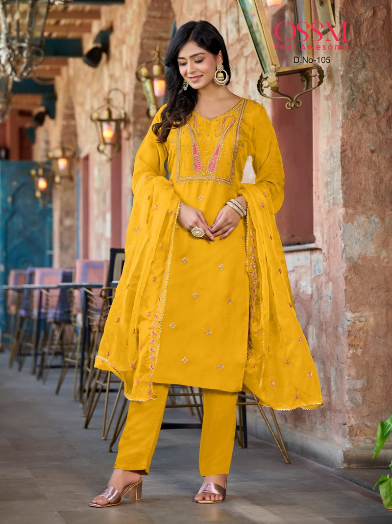 Ossm Mora Viscose Embroidery Designer Kurti With Bottom Collection