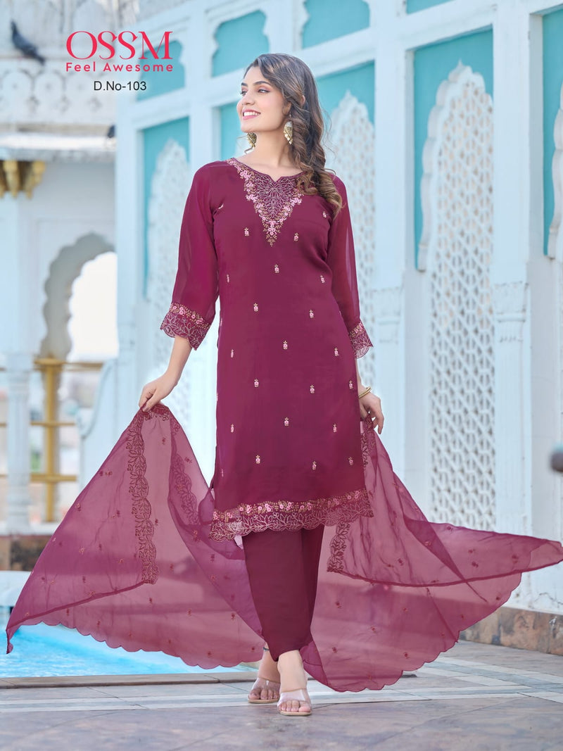 Ossm Mora Viscose Embroidery Designer Kurti With Bottom Collection