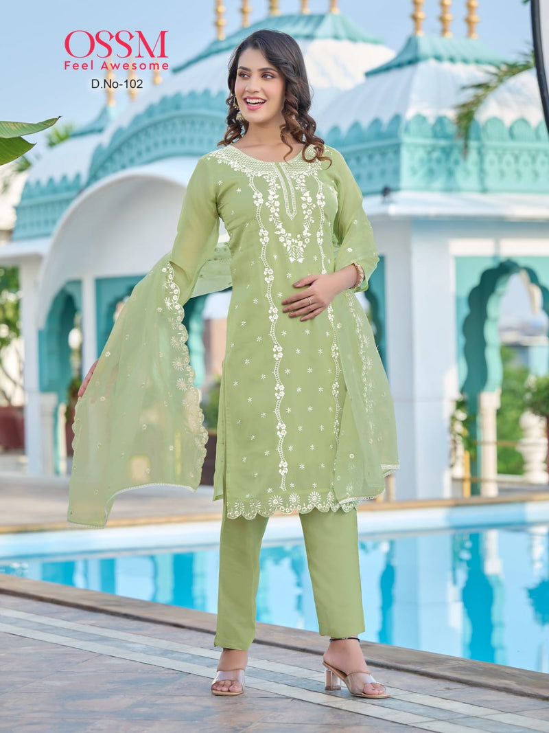 Ossm Mora Viscose Embroidery Designer Kurti With Bottom Collection