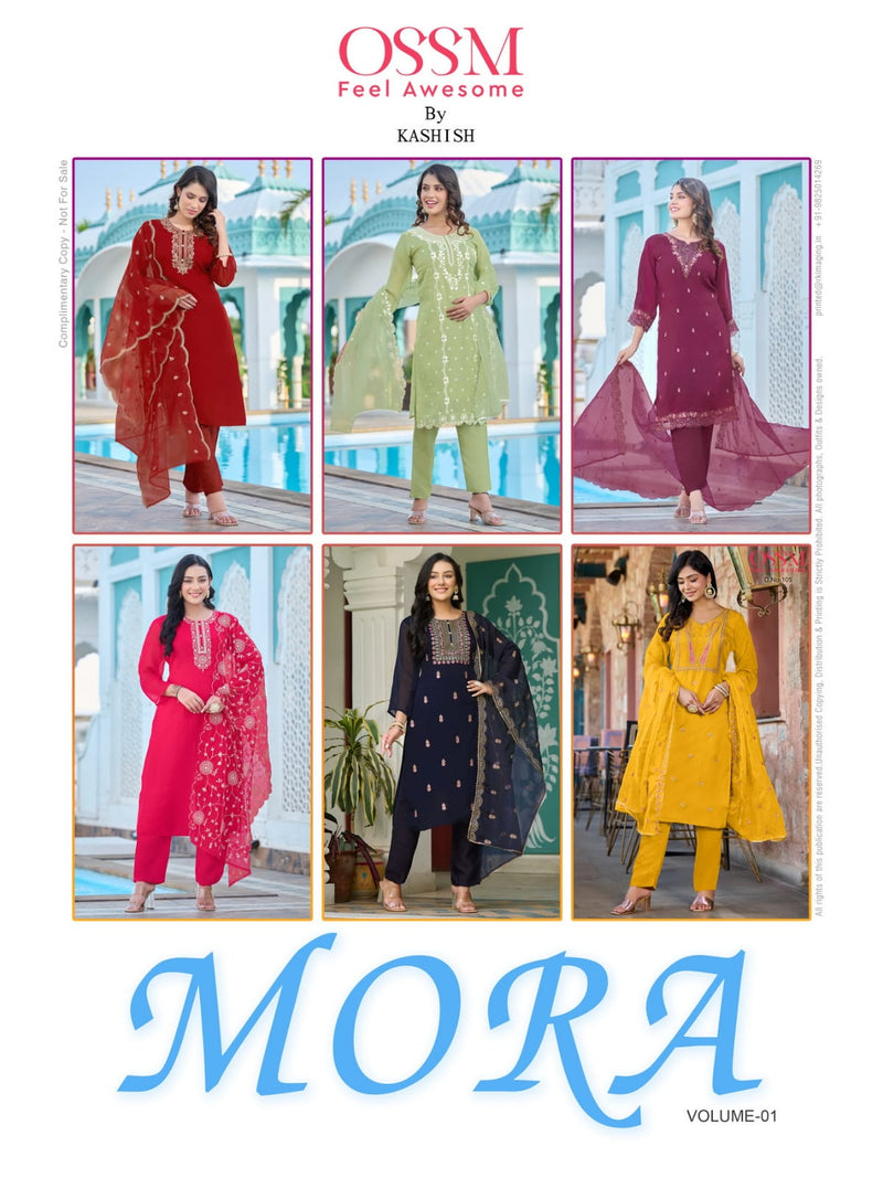 Ossm Mora Viscose Embroidery Designer Kurti With Bottom Collection