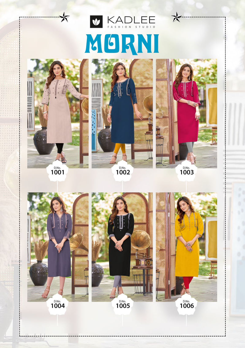 Kadlee Fashion Morni Rayon Fancy Casual Wear Embroidery Kurtis