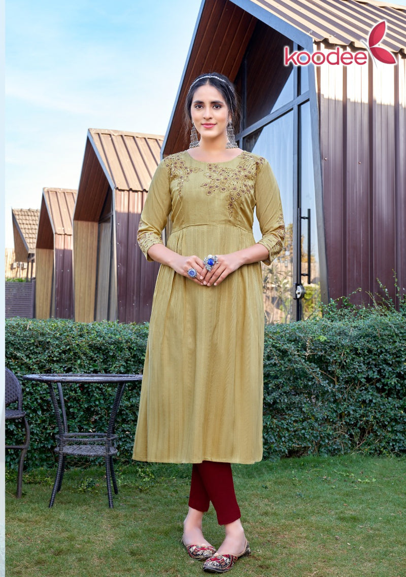 Koodee Fashion Morni Vol 1 Rayon Fancy Work Designer Stylish Kurtis